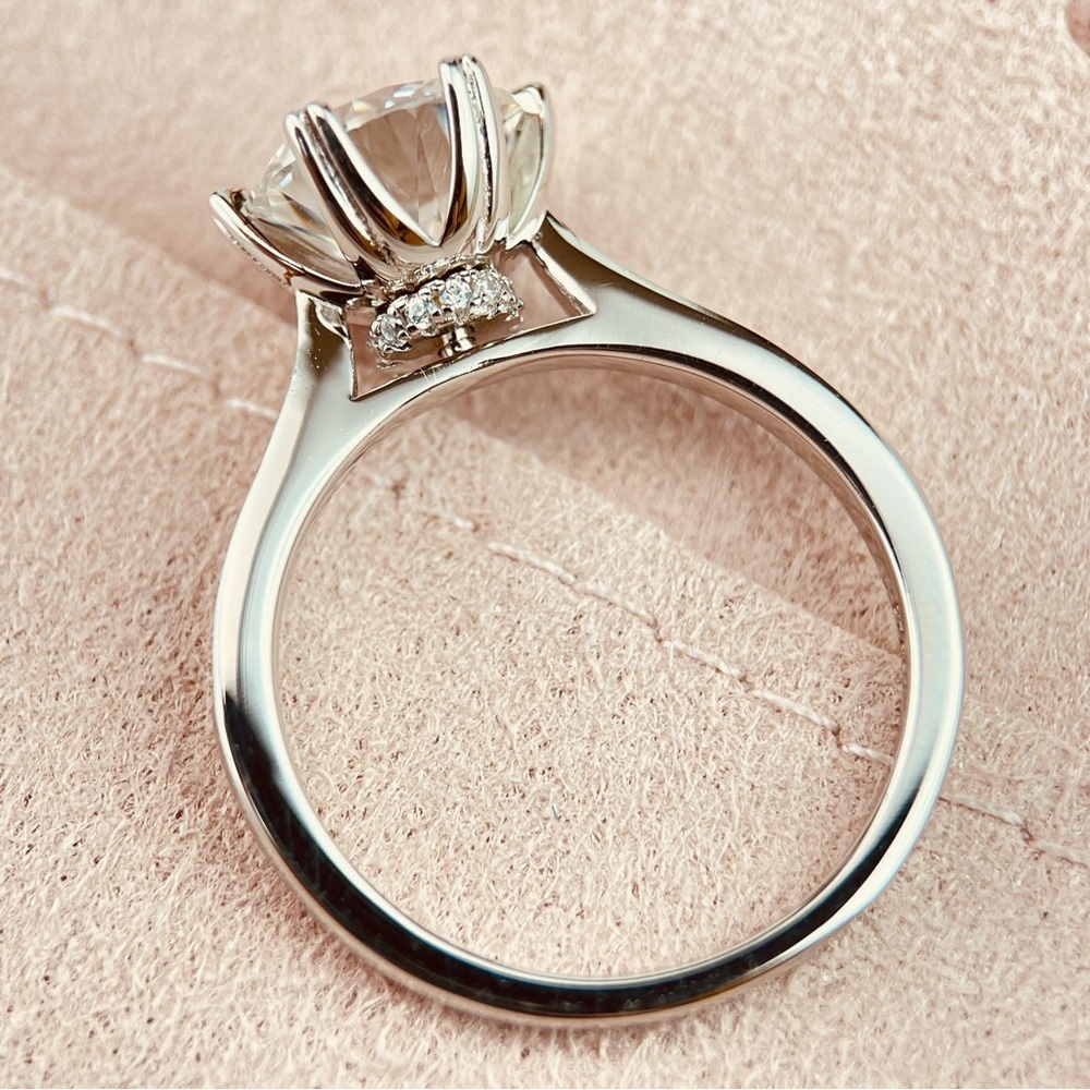 2.12ctw Diamond Engagement Ring Hidden Halo 18K Plated 2.16 CTW